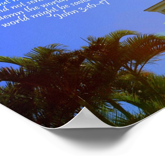 Christelijk Poster van kerkkruis met Bijbelse Vers (Hoek)