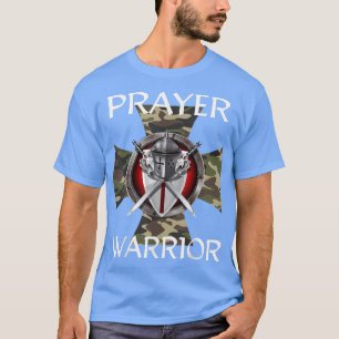 Christelijk Prayer Warrior Green Camo Cross Religi T-shirt