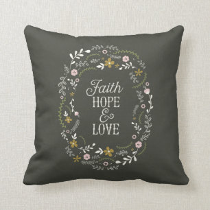 Christelijk Sierkussen Quote Faith Hope Love Bijbe