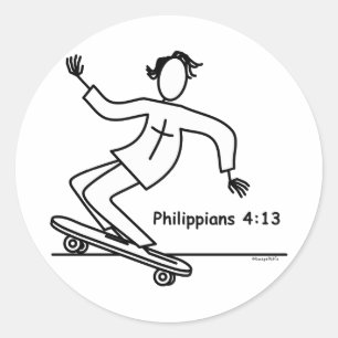 Christelijk skateboard ronde sticker