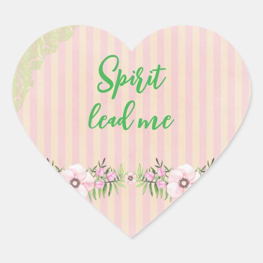 Christelijk Spirit Lead Me Pink & Green Hart Sticker (Voorkant)