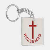 Christelijk terugbetaald rood kruis- en tekstontwe sleutelhanger (Voorkant Links)