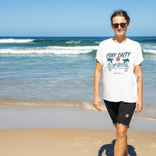 Christelijk verblijf zout Matthew 5:13 Retro Beach T-shirt