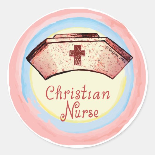 Christelijk verpleegkundig pet ronde sticker (Voorkant)