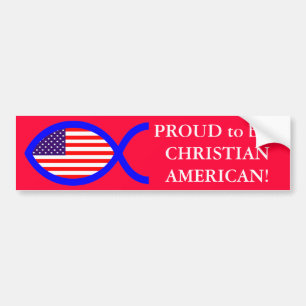 Christelijk vissymbool Amerikaanse vlag Bumpersticker
