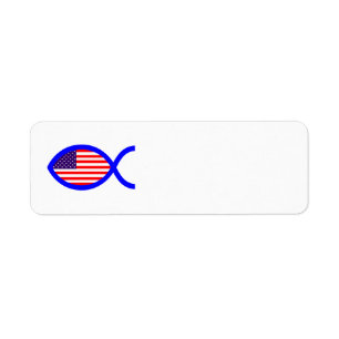 Christelijk vissymbool Amerikaanse vlag Etiket