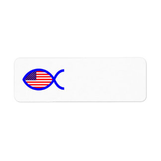 Christelijk vissymbool Amerikaanse vlag Etiket