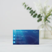 Christelijk vissymbool | Blauwe Inspirerend ondern Visitekaartje (Staand voorkant)