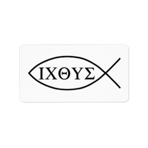 Christelijk vissymbool ICHTHYS of ICHTHUS Etiket