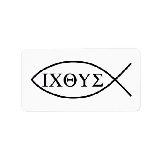 Christelijk vissymbool ICHTHYS of ICHTHUS Etiket (Voorkant)