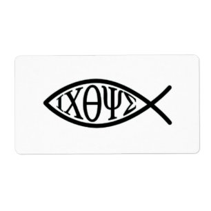 Christelijk vissymbool ICHTHYS of ICHTHUS Etiket