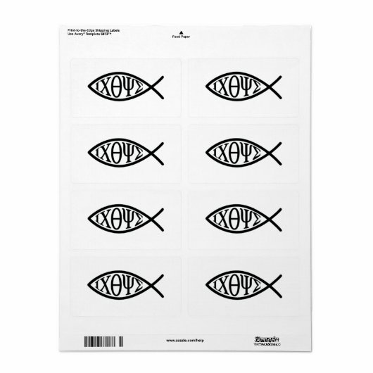 Christelijk vissymbool ICHTHYS of ICHTHUS Etiket (Full Sheet)