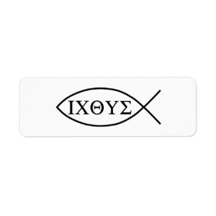 Christelijk vissymbool ICHTHYS of ICHTHUS-label Etiket
