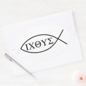 Christelijk vissymbool ICHTHYS of ICHTHUS Ovale Sticker (Envelop)