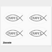 Christelijk vissymbool ICHTHYS of ICHTHUS Ovale Sticker (Vel)