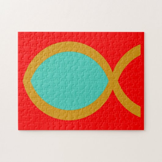 Christelijk vissymbool legpuzzel (Horizontaal)