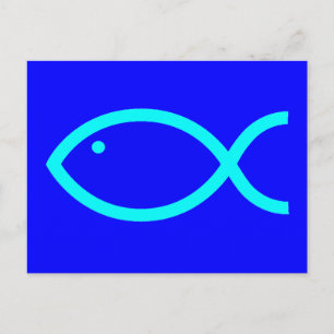 Christelijk vissymbool - LOUD! Blauw en Aqua Briefkaart