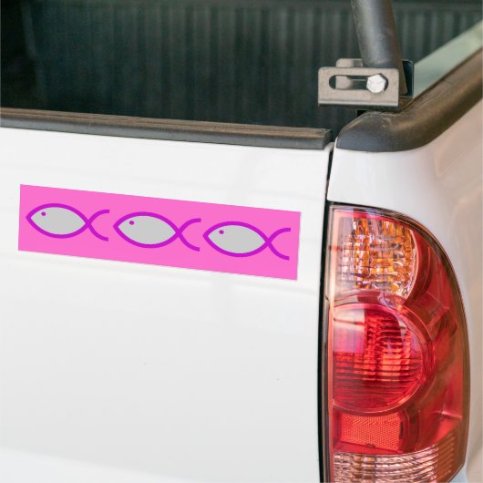 Christelijk vissymbool - LOUD! Grijs en Roze Bumpersticker (Op Truck)