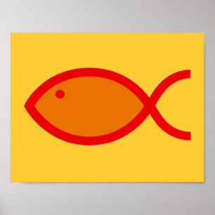 Christelijk vissymbool - LOUD! Oranje en rood Poster