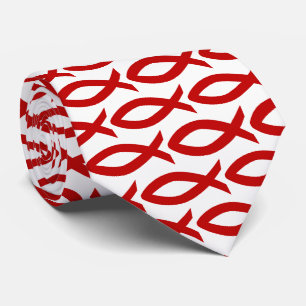 Christelijk vissymbool Necktie, rood en wit Stropdas
