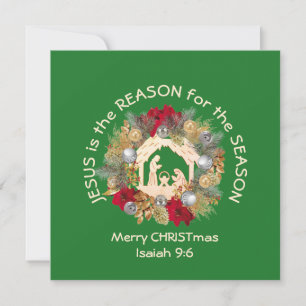 Christelijk vrolijk kerstfeest Jezus is de reden Feestdagenkaart