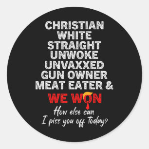 Christelijk Wit Recht Ongewekt Unvaxxed Pistool Ei Ronde Sticker