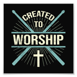 Christelijk Worship Band Creëer om drummer te aanb Foto Afdruk