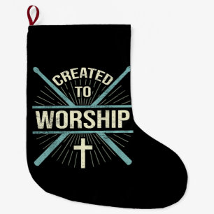 Christelijk Worship Band Creëer om drummer te aanb Grote Kerstsok