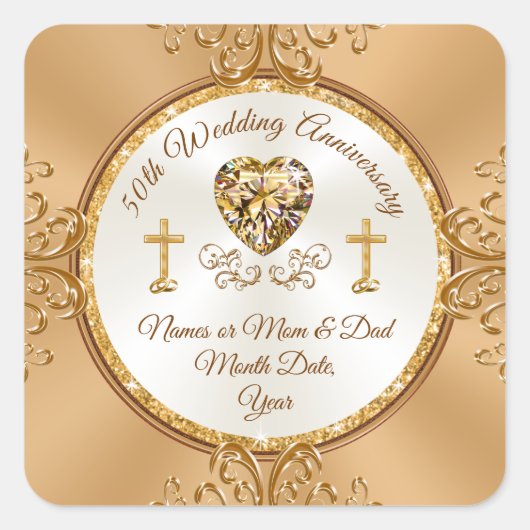 Christelijke 50e bruiloft Jubileum Stickers (Voorkant)