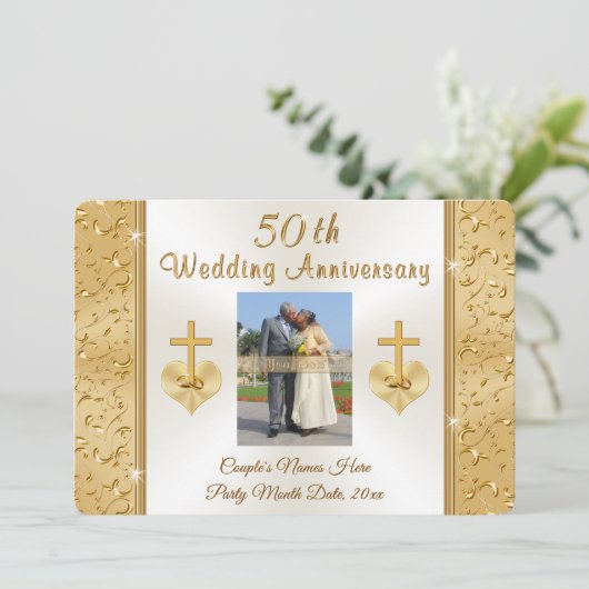 Christelijke 50e Jubileum-uitvindingen voor bruilo Kaart (Staand voorkant)