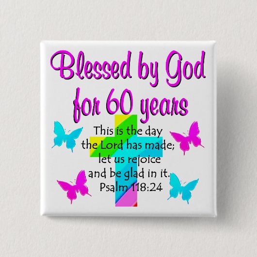 CHRISTELIJKE 60 JAAR OUDE PRAYER VIERKANTE BUTTON 5,1 CM (Voorkant)