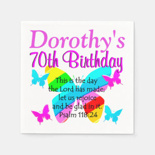 Christelijke 70E BIRTHDAY AANGEPASTE BUTTERFLY NAP Servetten