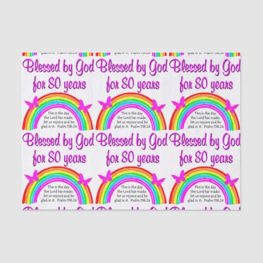 CHRISTELIJKE 80E BIRTHDAY TISSUEPAPIER (Voorkant)