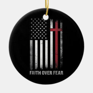 Christelijke Amerikaanse vlag Amerikaanse vlag Ame Keramisch Ornament