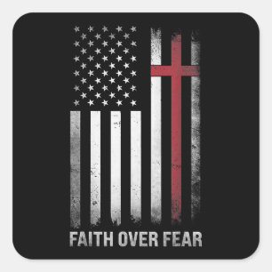 Christelijke Amerikaanse vlag Amerikaanse vlag Ame Vierkante Sticker