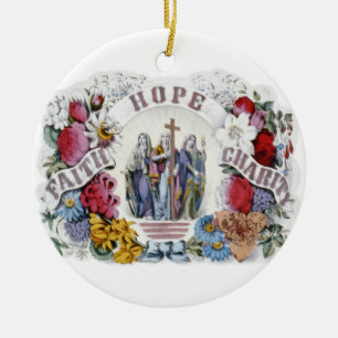  Christelijke Art Faith Hope Charity 1874 Keramisch Ornament