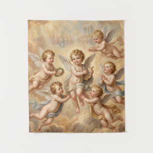 Christelijke baby's in de hemel wandkleed