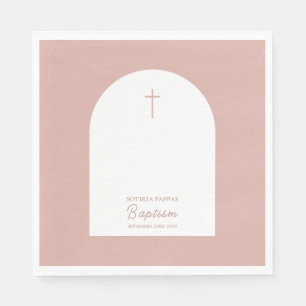 Christelijke baptisme Christening Girl Pink Arch Servet