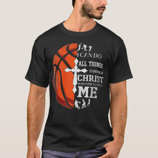 Christelijke Basketball Ik kan alles doen met C T-shirt