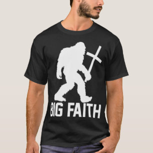 Christelijke Big Faith Bigfoot met Cross Funny Chr T-shirt