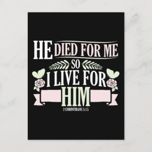 Christelijke Bijbel Verse 2 Corinthians 5:15 Feestdagenkaart