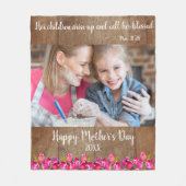 Christelijke Bijbel Verse Happy Moederdag Rustic Fleece Deken (Voorkant)