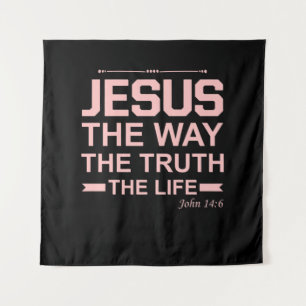 Christelijke Bijbel Verse Jesus Way Truth Life Wandkleed