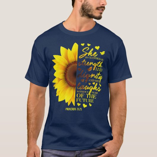 Christelijke Bijbel Verse - Zonnebloemscriptie Gif T-shirt (Voorkant)
