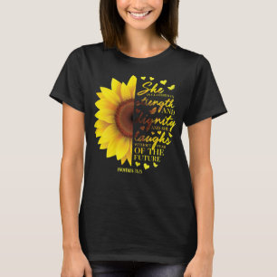 Christelijke Bijbel Verse Zonnebloemscriptie Relig T-shirt