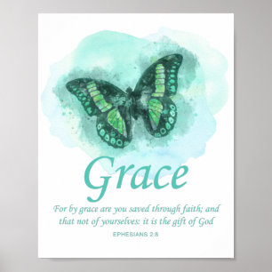 Christelijke bijbel vlinder voor vrouwen: Grace Poster