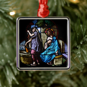 Christelijke Bijbelscènes Vrouwe bij de bron Metalen Ornament