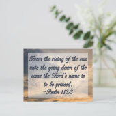 Christelijke Bijbelscripts Inspiratie Psalm 113:3 Briefkaart (Staand voorkant)