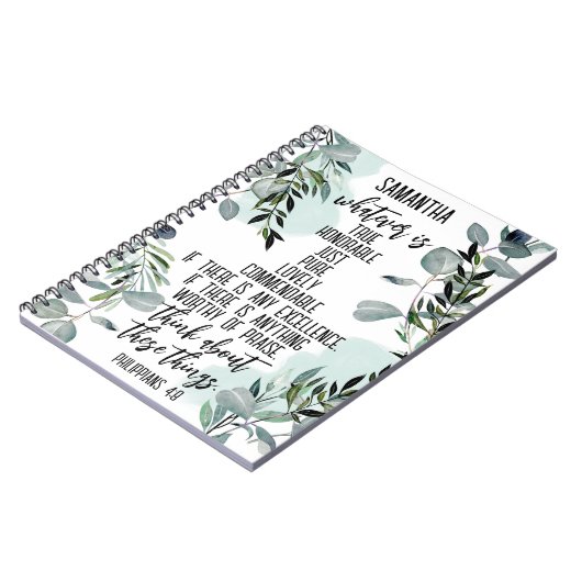 Christelijke Bijbelse Filippijnen 4 8 Eucalyptus Notitieboek (Linkerzijde)