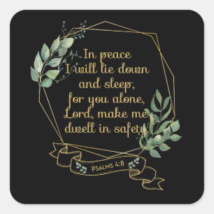 Christelijke bijbelse prijsopgave psalm 4 8 vierkante sticker